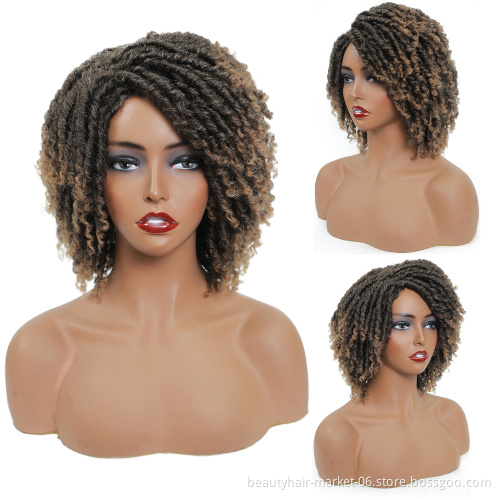 soft dread braids style natural color synthetic faux locs crochet braiding hair wig african short braided wigs for black women
